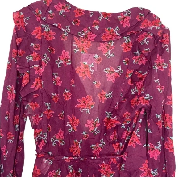 Free People Floral Amanda Ruffle Long Sleeve Blouse - Picture 4 of 9